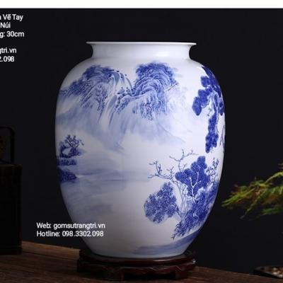BÌNH VẼ TAY THÔN TRANG DƯỚI NÚI